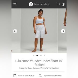 Lululemon Wunder Under Short 10" Ribbed in Women’s Size 14